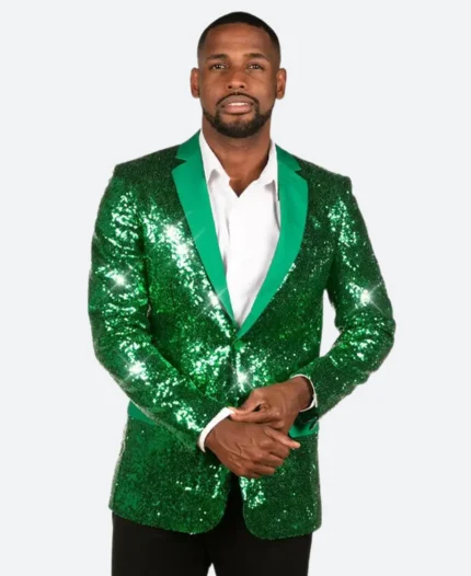 Christmas Sequin Green Blazer