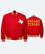 Dallas Texans Travis Kelce Varsity Jacket Front & Back Image