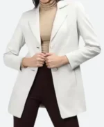 Dua lipa White Coat Front Image