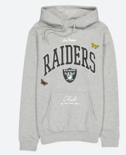 Las Vegas Raiders Felt Grey Hoodie Front Image