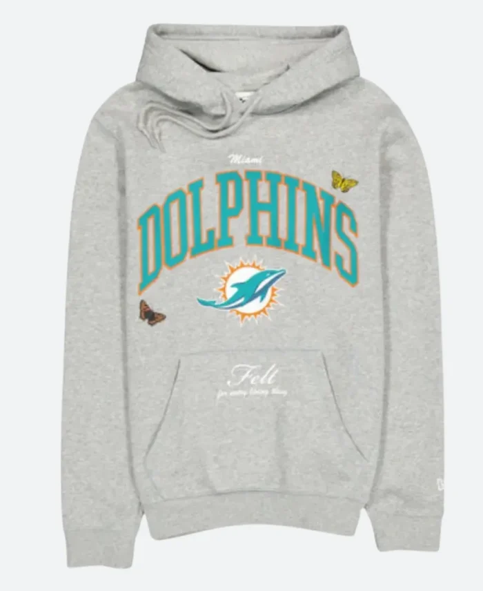 Miami Dolphins FELT Grey Hoodie Front Image