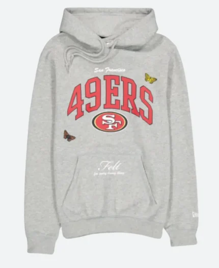 San Francisco 49ers Felt Grey Hoodie Front Image