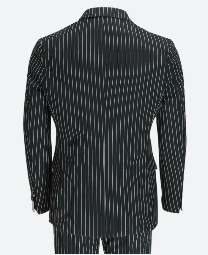 Wendell 1920s Fashion Black Stripped Suit Back Image