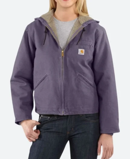 Carhartt Zipper Hooded Purple Jacket Front Image