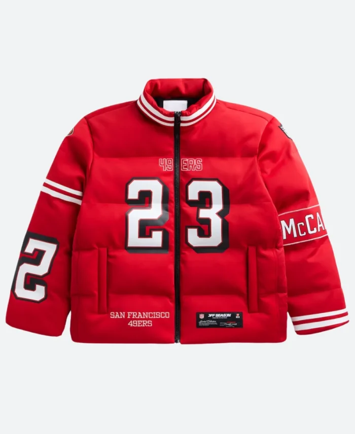 Christian McCaffrey SF 49ers Off Season Puffer Jacket Front Image