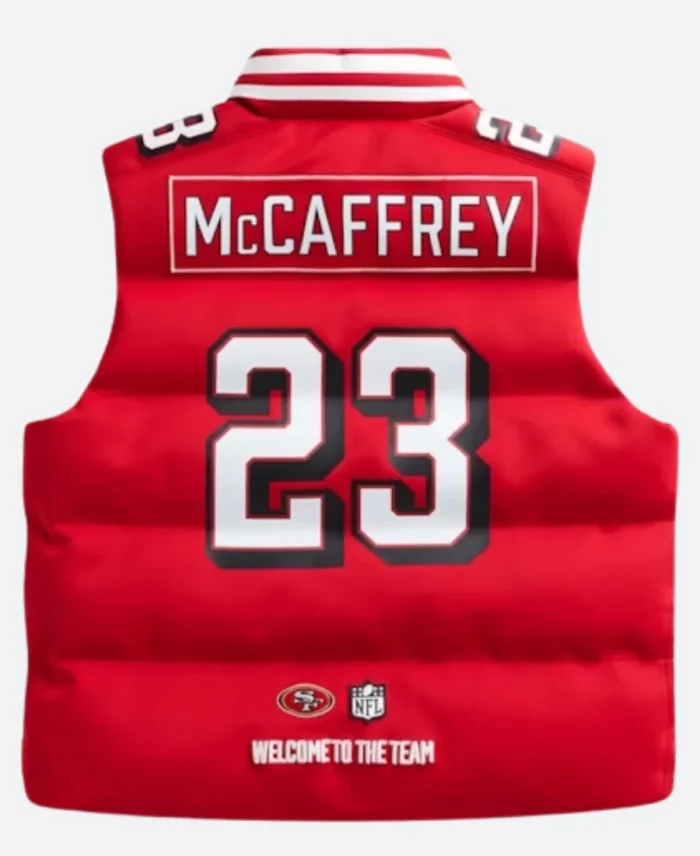 Christian McCaffrey SF 49ers Off Season Puffer Vest Back image