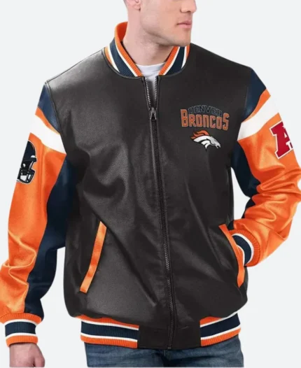 Denver Broncos Leather Jacket Fronot Image