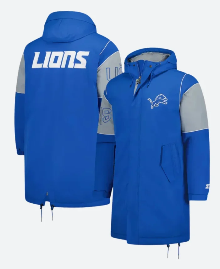 Detroit Lions Dynasty Polyfill Stadium Jacket Front & Back image