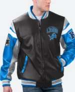 Detroit Lions G III Sports Carl Banks Leather Bomber Jacket Front Image