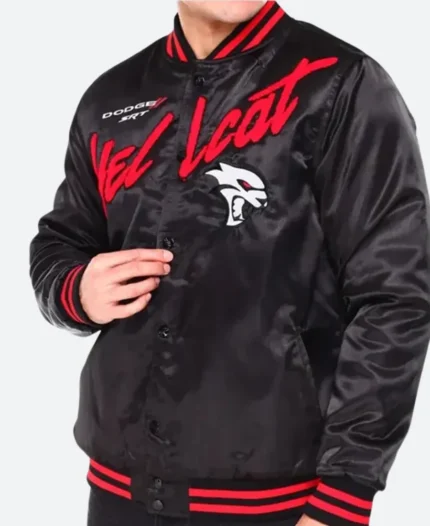 Dodge II SRT Hellcat Black Varsity Jacket Front Image