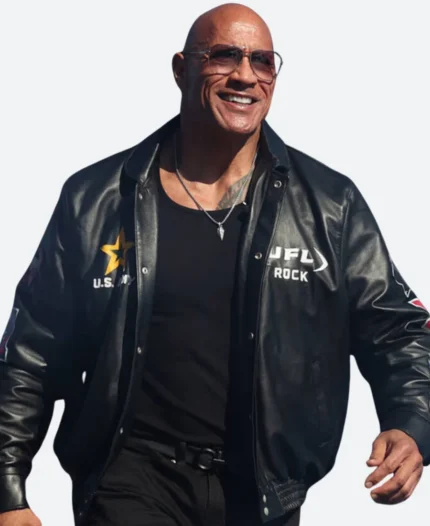 Dwayne Johnson NASCAR Daytona 500 Leather Jacket Frpont Image