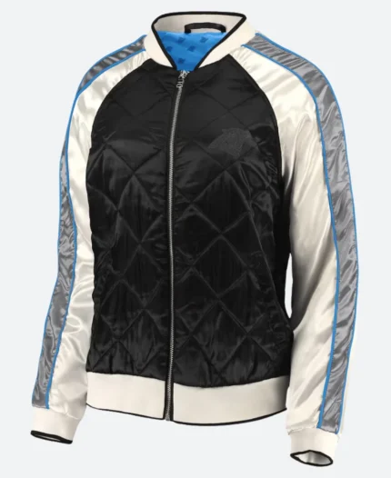 Erin Andrews Detroit Lions Black Quilted Jacket Front Image