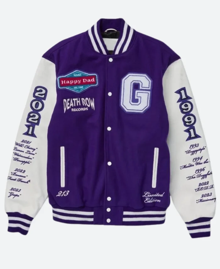 Happy Dad X Death Row Records Varsity Jacket Front Image