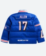 Josh Allen Buffalo Bills Off Season Puffer Jacket Back Image