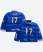 Josh Allen Buffalo Bills Off Season Puffer Jacket Front & Back Image