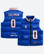 Keon Coleman Buffalo Bills Off Season Puffer Vest Front & Back Image