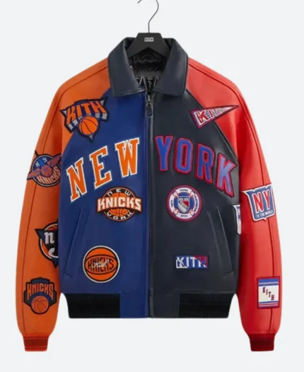 Kith X New York Knicks Avirex Madison Square Leather Jacket Front Image