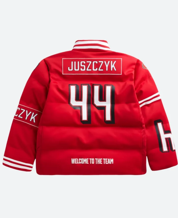 Kyle Juszczyk SF 49ers Off Season Puffer Jacket Back Image