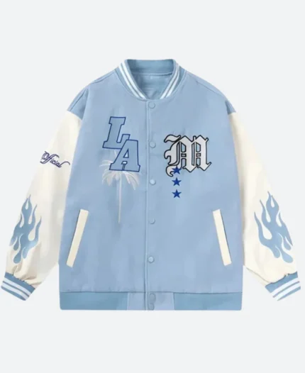 LA Palm Tree Varsity Bomber Jacket Front Image