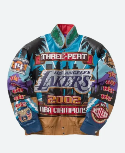 Los Angeles Lakers Kobe Bryant 3 Peat Leather Jacket Front Image