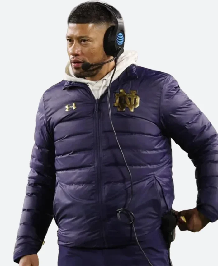 Marcus Freeman Notre Dame Puffer Jacket Front Image