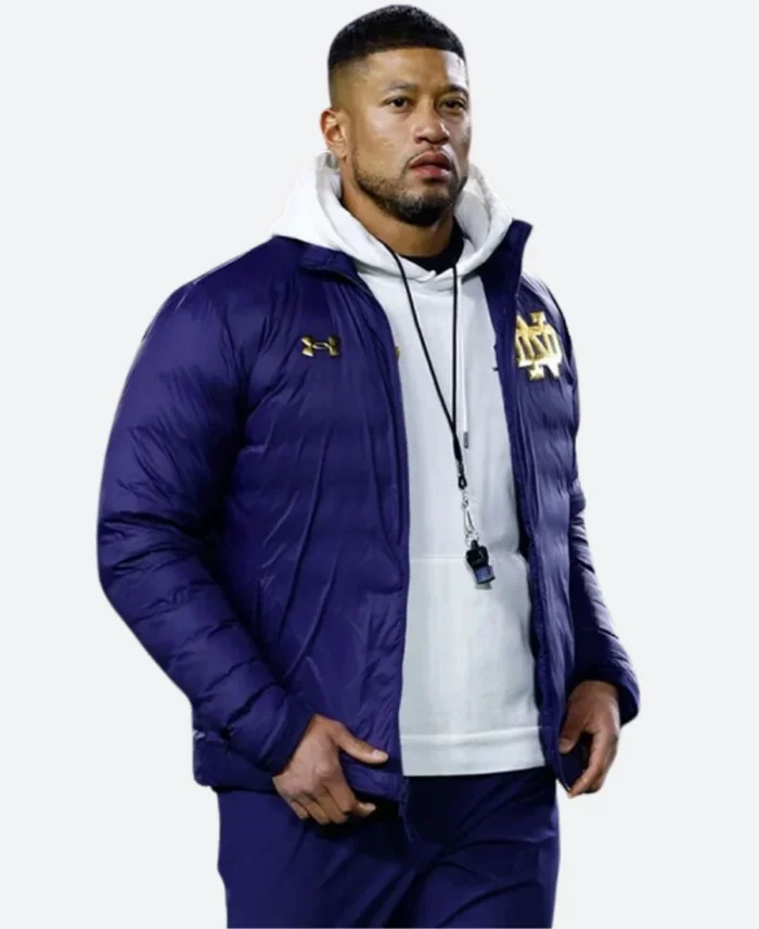 Marcus Freeman Notre Dame Puffer Jacket Full Image