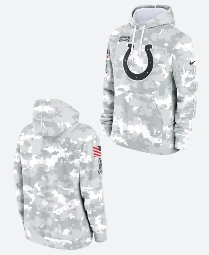 Salute To Service Indianapolis Colts Camo Hoodie Front & BAAck Image