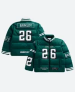 Saquon Barkley Philadelphia Eagles Off Season Puffer Jacket Front & Back Image