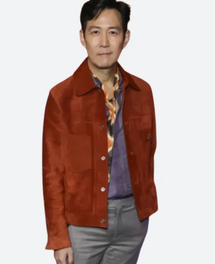 Squid Game 2 Premiere Lee Jung jae Suede Leather Jacket Front Image