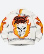 Supreme Vanson X Ghost Rider Leather Jacket White Back Image