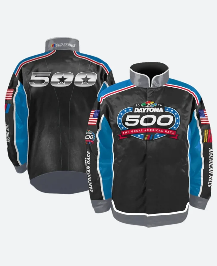 The Great America Race 2024 Daytona 500 Racing Leather Jacket Front & Back Image