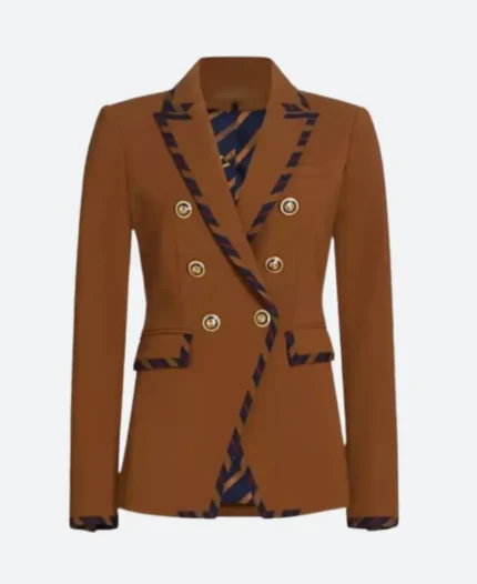 The Today Show 2025 Cecilia Cuff Stripe Trim Brown Blazer