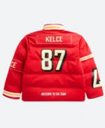 Travis Kelce KC Chiefs Off Season Puffer Jacket Back Image