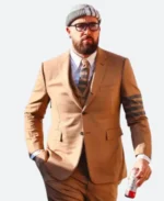 Travis Kelce Thom Browne Brown Striped Blazer