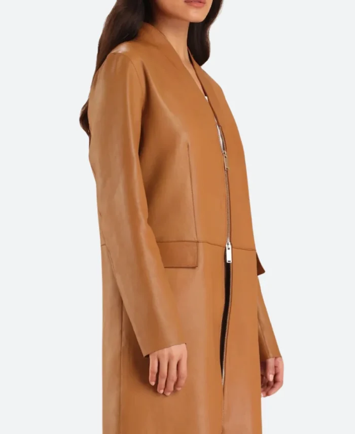 Virgin River S06 Melinda Monroe Leather Trench Coat Side Imagr
