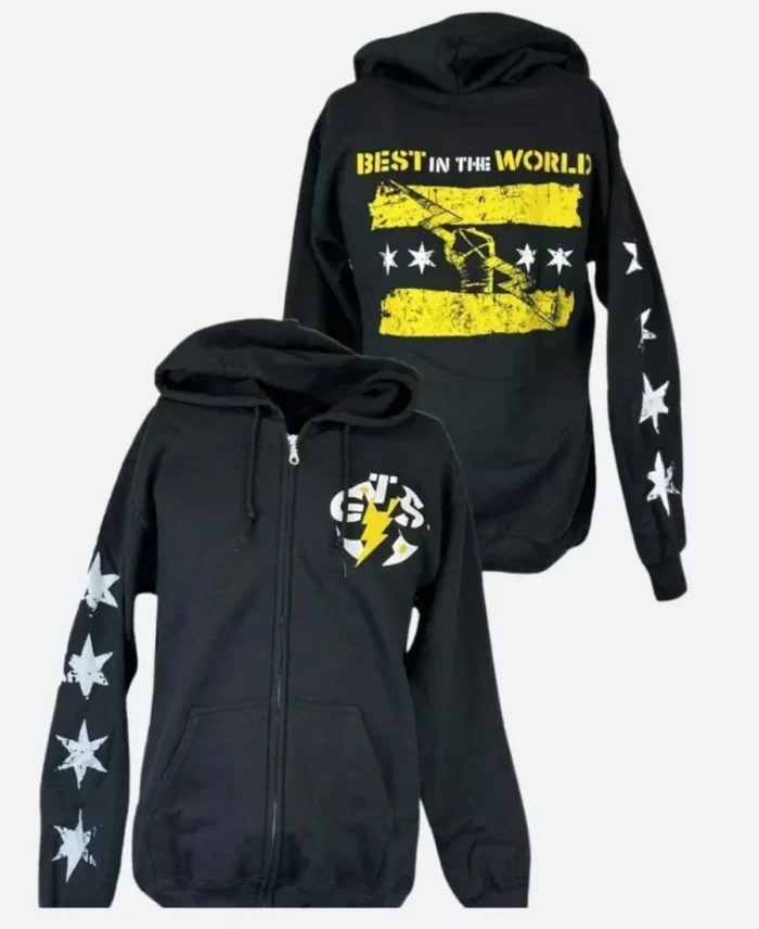 WWE CM Punk GTS Zipper Hoodie Front & Back Image