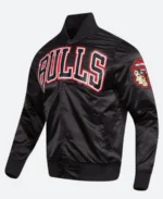 Chicago Bulls Black Varsity Jacket Front Image
