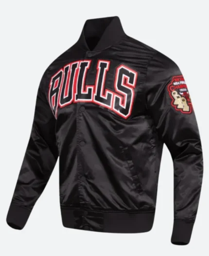 Chicago Bulls Black Varsity Jacket Front Image