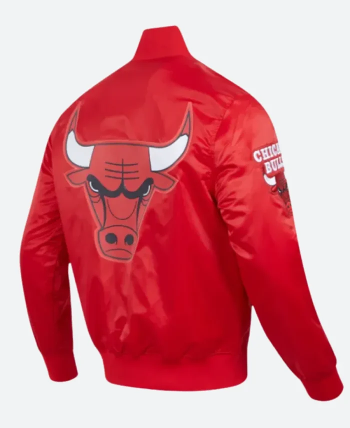 Chicago Bulls Black Varsity Jacket Red Back Image