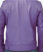 Jalen Hurts Biker Leather Jacket Back Image