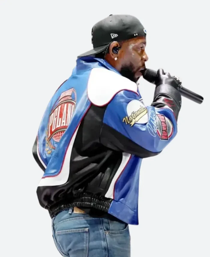 Kendrick Lamar Super Bowl 2025 Blue Leather Jacket