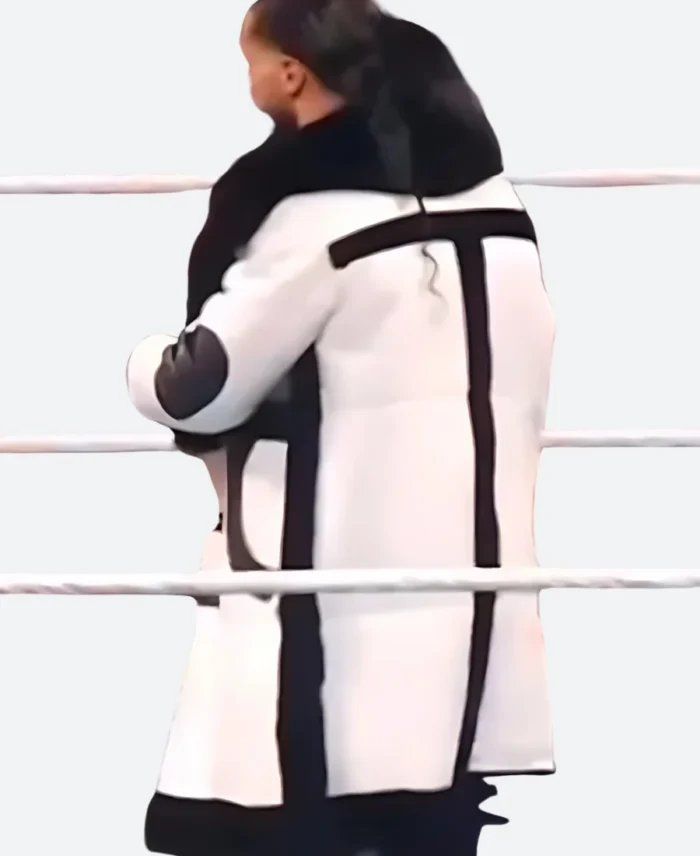 WWE Raw Seth Rollins White Leather Coat Back Image
