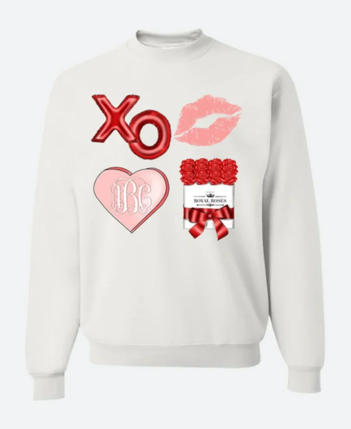 XO Royal Roses Valentines Day Sweatshirt Front Image