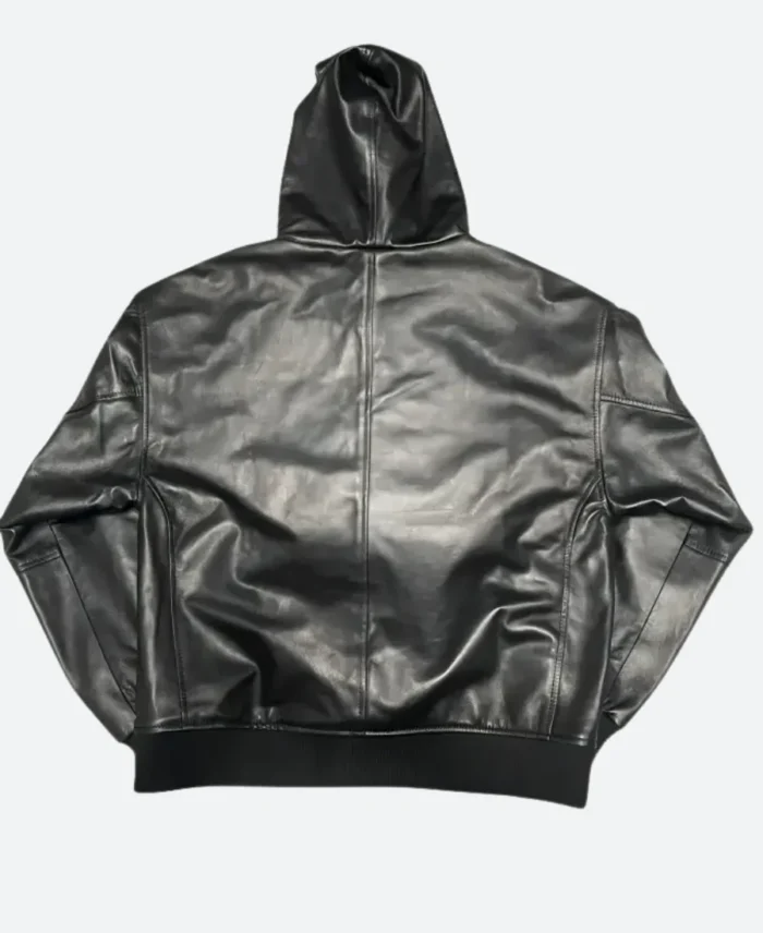 Drake X OVO Leather Hoodie Back Image