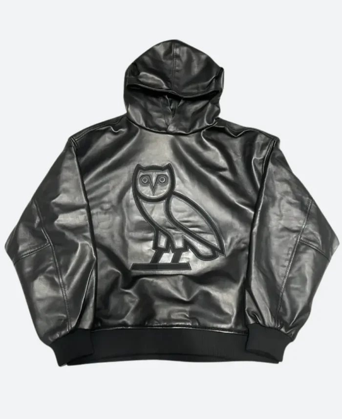 Drake X OVO Leather Hoodie Front Image