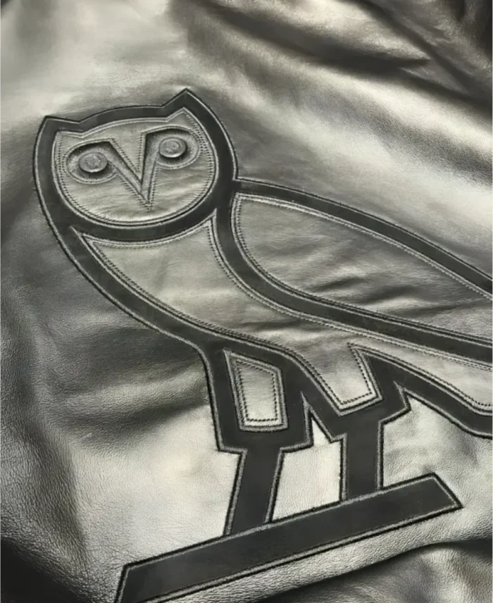 Drake X OVO Leather Hoodie Logo IMage