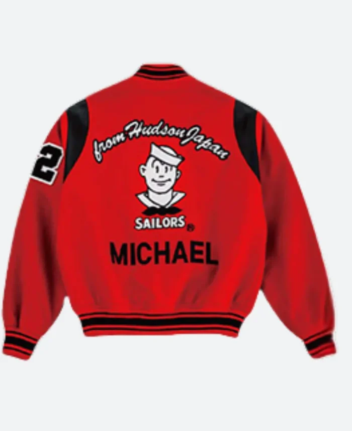 Michael Jackson Sailors Varsity Jacket Red Back image