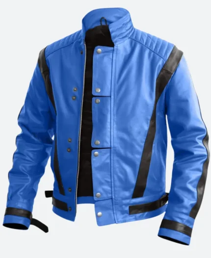 Michael Jackson Thriller Blue Leather Jacket Front Image