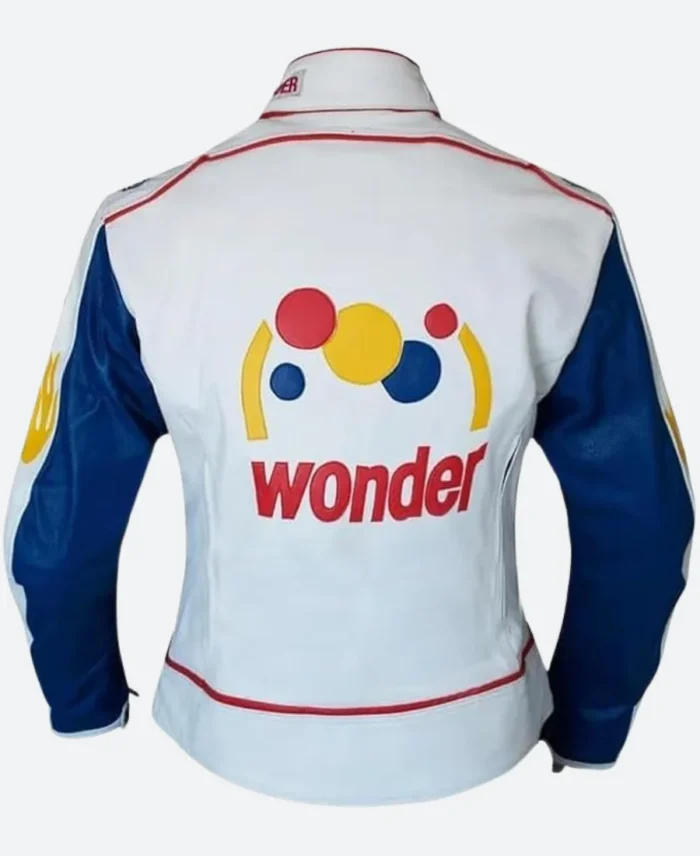 Ricky Bobby Racing Wonder Bike White Leather Jacket Back Image