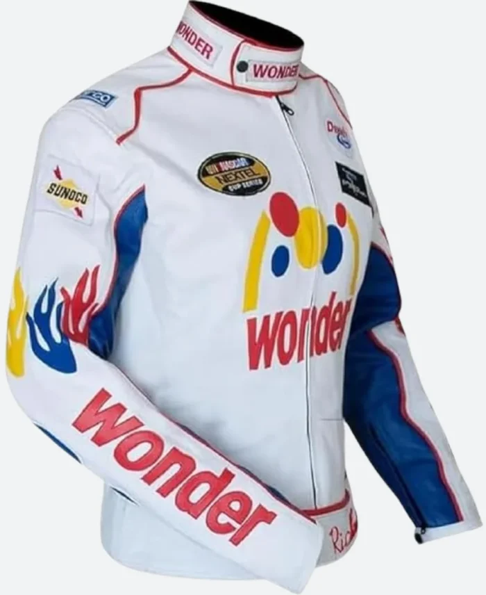 Ricky Bobby Racing Wonder Bike White Leather Jacket Side Image